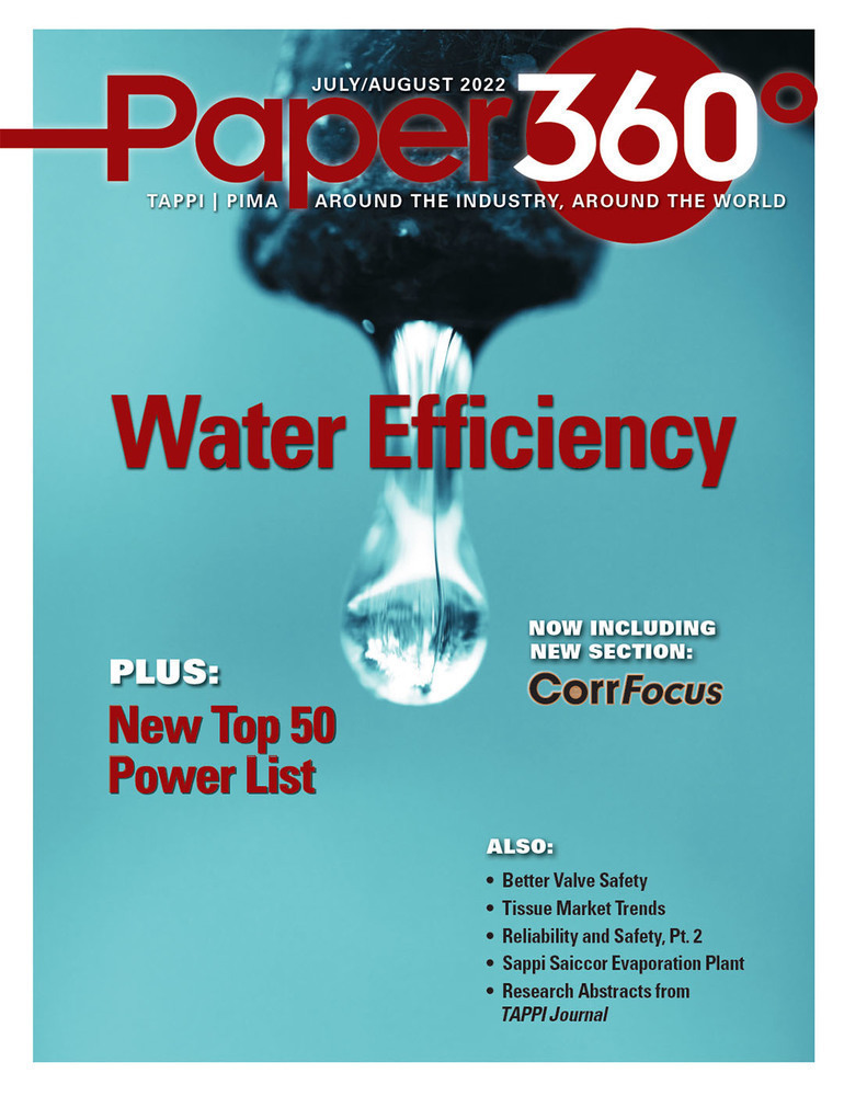 Cover of the July-August 2022 edition of the Paper360 Magazine featuring Jasper Engineering and DSS